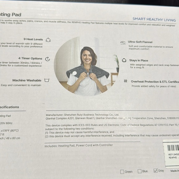 RENPHO Heating Pad for Back, Electric Heat Pads for Neck Shoulders Pain - Picture 3 of 4